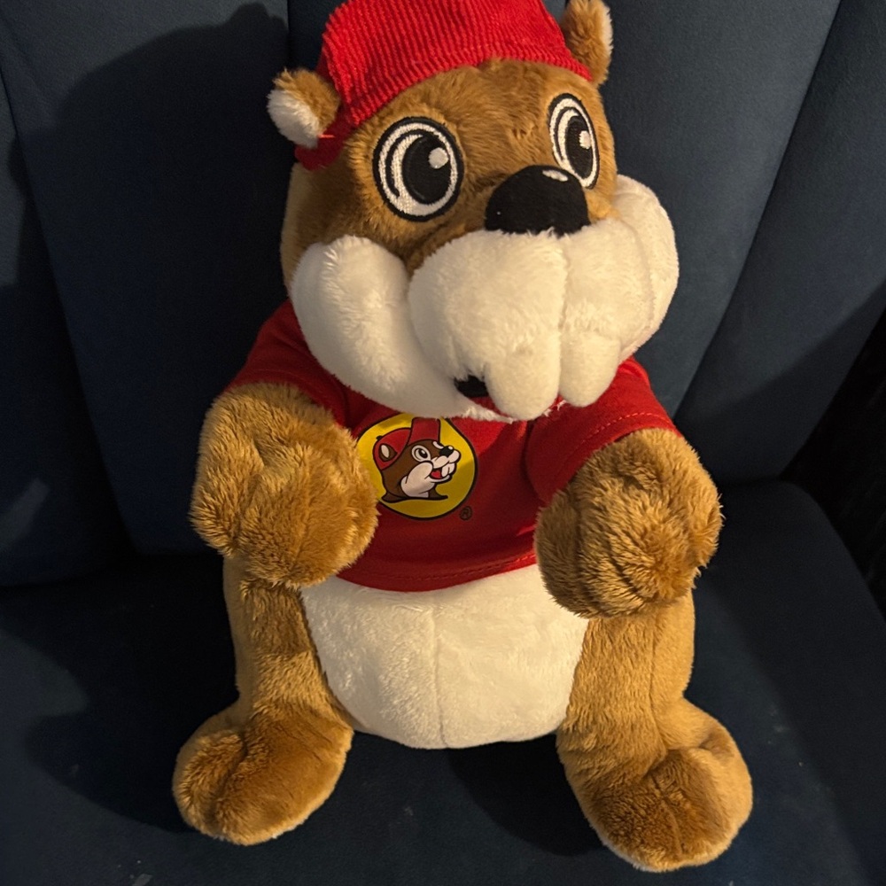 Buc-ee’s Beaver plush médium Brown and White Plush Toy with Red Hat and Shirt